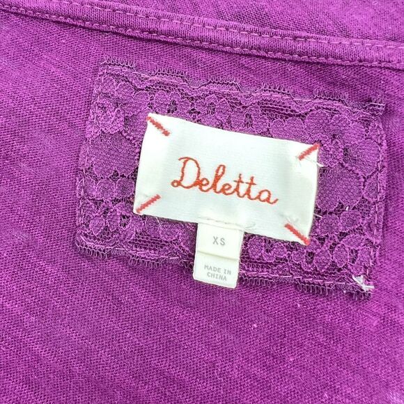 Anthropologie Deletta Beaded Scoop Neck Tee Purple Size XS - Picture 4 of 6